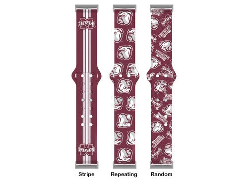 Image of Mississippi State Bulldogs HD Watch Band Compatible with Fitbit Versa 3 and Sense - Random Pattern