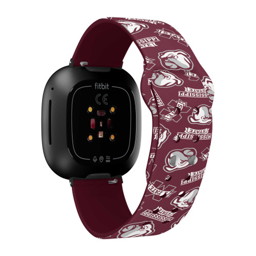 Image of Mississippi State Bulldogs HD Watch Band Compatible with Fitbit Versa 3 and Sense - Random Pattern