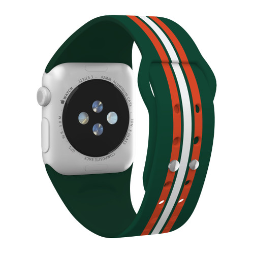 Miami Hurricanes HD Compatible with Apple Watch Band - Stripes