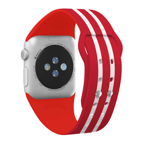 Image of Wisconsin Badgers HD Watch Band Compatible with Apple Watch - Stripes