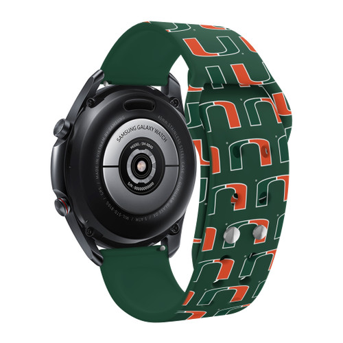 Miami Hurricanes HD Watch Band Compatible with Samsung Galaxy Watch - Repeating