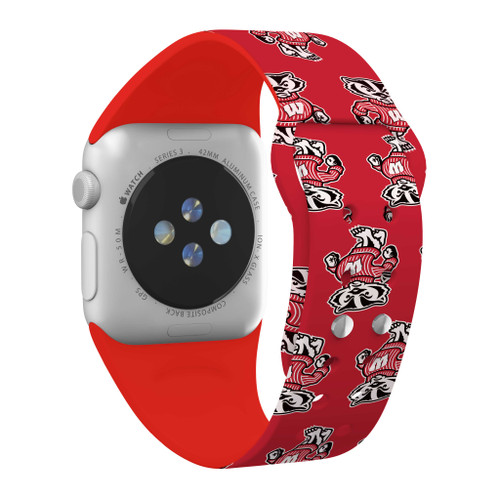 Image of Wisconsin Badgers HD Watch Band Compatible with Apple Watch - Repeating