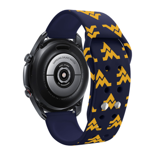 West Virginia Mountaineers HD Watch Band Compatible with Samsung Galaxy Watch - Repeating