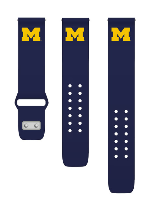 Michigan Wolverines Silicone Watch Band Compatible with Samsung & More - Navy Blue