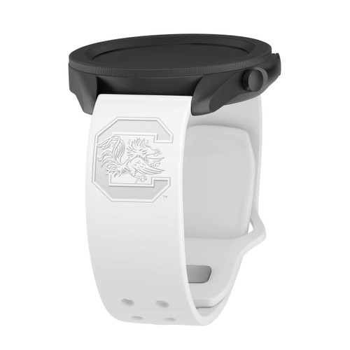 Image of South Carolina Gamecocks Engraved Silicone Sport Quick Change Watch Band - White