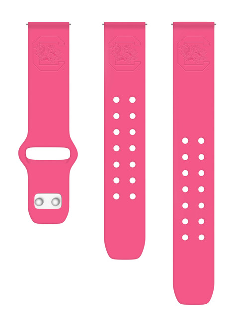Image of South Carolina Gamecocks Engraved Silicone Sport Quick Change Watch Band - Pink
