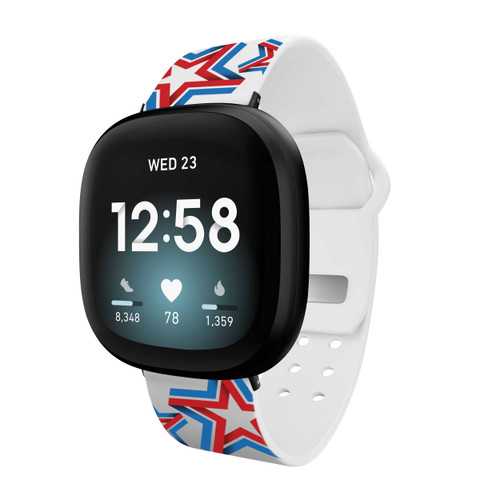 Image of USPS Patriotic Stars HD Watch Band Compatible with Fitbit Versa 3 & Sense