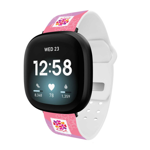 Image of US Postal Service Valentines Hearts HD Watch Band Compatible with Fitbit Versa 3 & Sense - USPS Hearts