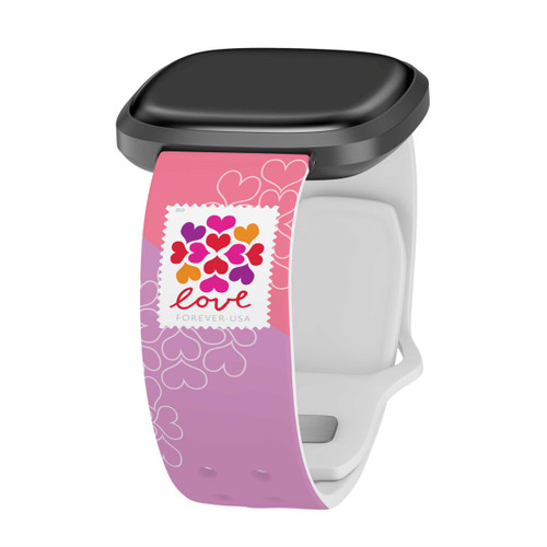 Image of US Postal Service Valentines Hearts HD Watch Band Compatible with Fitbit Versa 3 & Sense - USPS Hearts