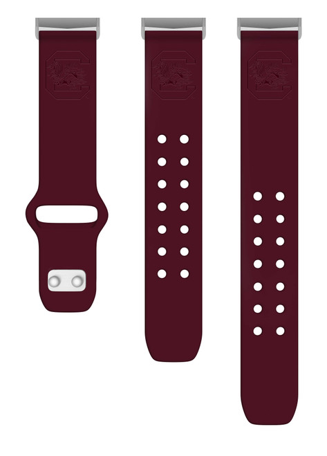 Image of South Carolina Gamecocks Engraved Silicone Watch Band Compatible with Fitbit Versa 3 and Sense (Maroon)