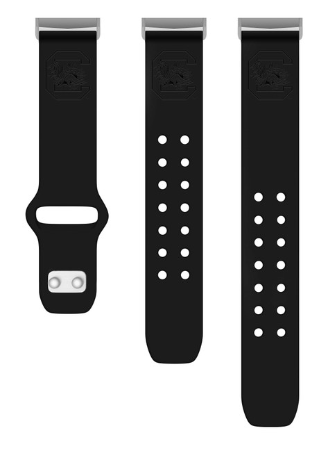 Image of South Carolina Gamecocks Engraved Silicone Watch Band Compatible with Fitbit Versa 3 and Sense (Black)