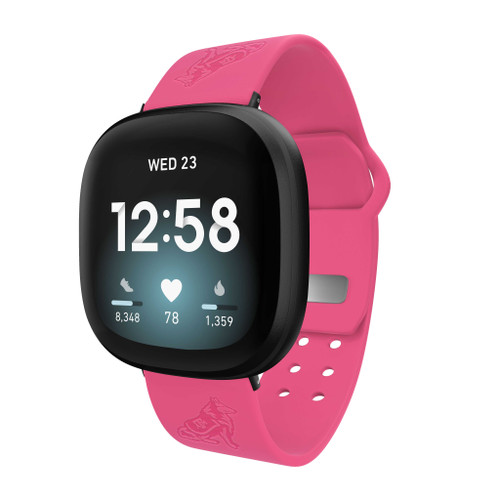 Image of Texas A&M Aggies Engraved Silicone Watch Band Compatible with Fitbit Versa 3 and Sense (Pink)