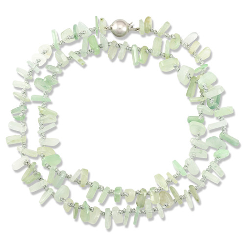 19" Ice Jadeite Jade Chip Necklace with 14K White Gold Clasp