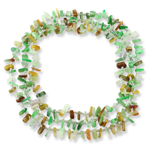32" Multicolor Jadeite Jade Freeform Bead/Chip Necklace