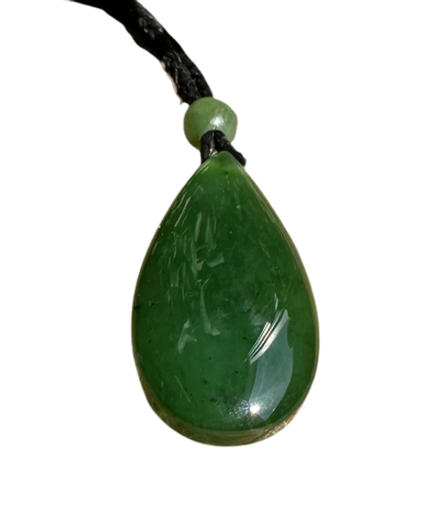 32mm Genuine Natural Nephrite Solid Jade Teardrop Pendant on Cord