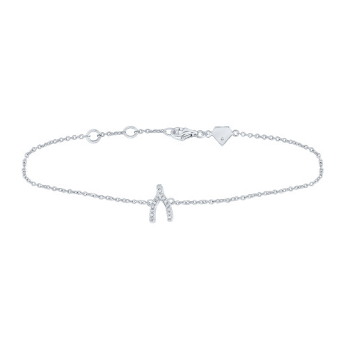Sterling Silver Womens Round Diamond Wishbone Fashion Bracelet 1/12 Cttw Style 149684