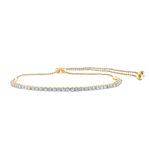 14kt Yellow Gold Womens Round Diamond Adjustable Friendship Bracelet 1.00 Cttw Style 117813