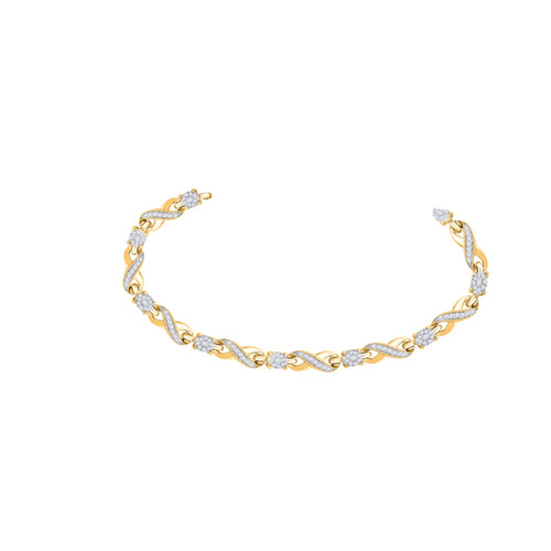 10kt Yellow Gold Womens Round Diamond Link Infinity Bracelet 1.00 Cttw