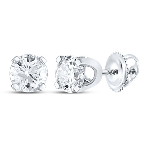 14kt White Gold Womens Round Diamond Solitaire Stud Earrings 1/2 Cttw Style 112731