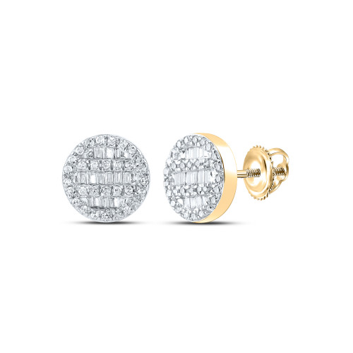 10kt Yellow Gold Mens Baguette Diamond Fashion Earrings 1/3 Cttw Style 153469