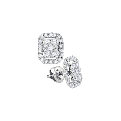 14kt White Gold Womens Diamond Cluster Fashion Earrings 3/4 Cttw