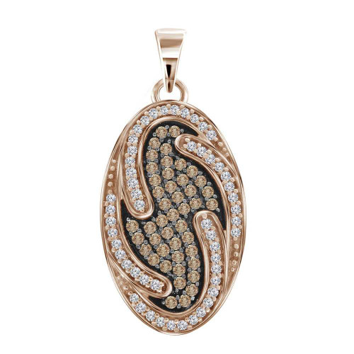 Image of 10kt Rose Gold Womens Round Red Color Enhanced Diamond Oval Pendant 1/2 Cttw