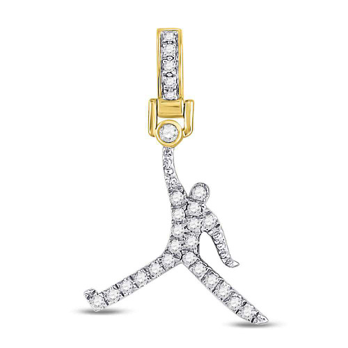 Image of 10kt Yellow Gold Mens Round Diamond Basketball Pendant 1/5 Cttw Style 117285