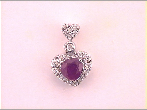 10kt White Gold Womens Heart Lab-Created Ruby Fashion Pendant 3/8 Cttw
