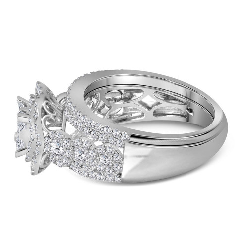 14kt White Gold Womens Princess Diamond Bridal Wedding Engagement Ring Band Set 1-3/4 Cttw Style 116808