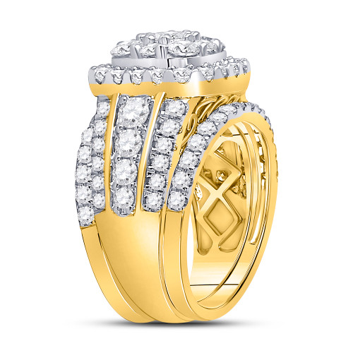 14kt Yellow Gold Womens Round Diamond Bridal Wedding Engagement Ring Band Set 3.00 Cttw Style 130186