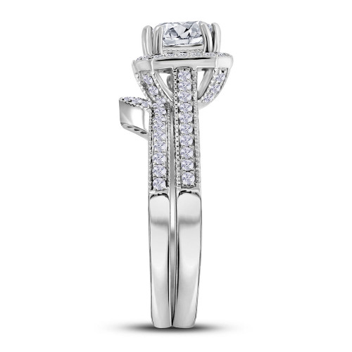 14kt White Gold Womens Princess Diamond Bridal Wedding Engagement Ring Band Set 1-5/8 Cttw (Certified)