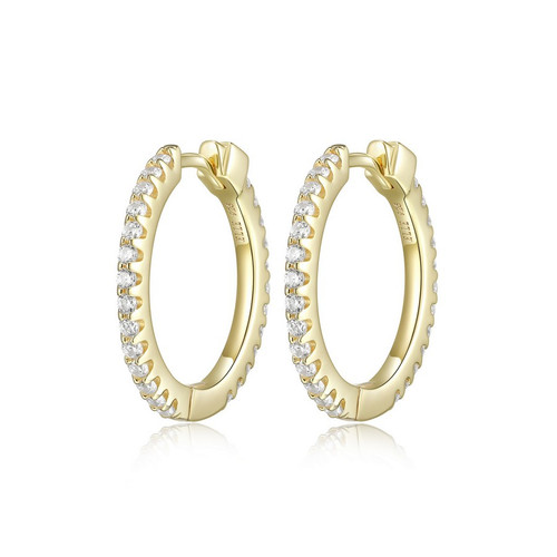 ELLE Jewelry - Stardust Collection 20mm Gold-plated Sterling Silver CZ Hoop Earrings