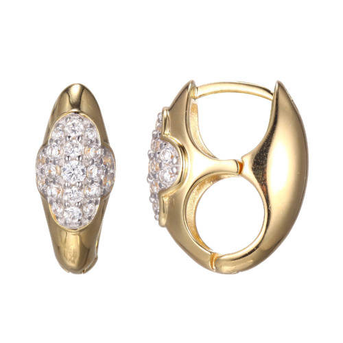 Charles Garnier Gold-plated Sterling Silver Earrings w/ CZ Clover Design
