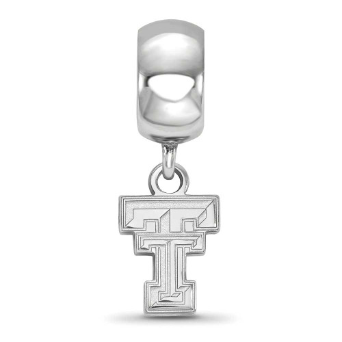 Image of Sterling Silver Rhodium-plated LogoArt Texas Tech University T-T Extra Small Dangle Bead Charm
