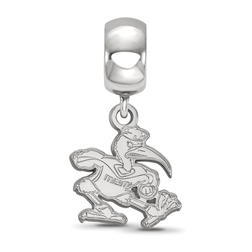 Sterling Silver Rhodium-plated LogoArt University of Miami Florida Sebastian Small Dangle Bead Charm