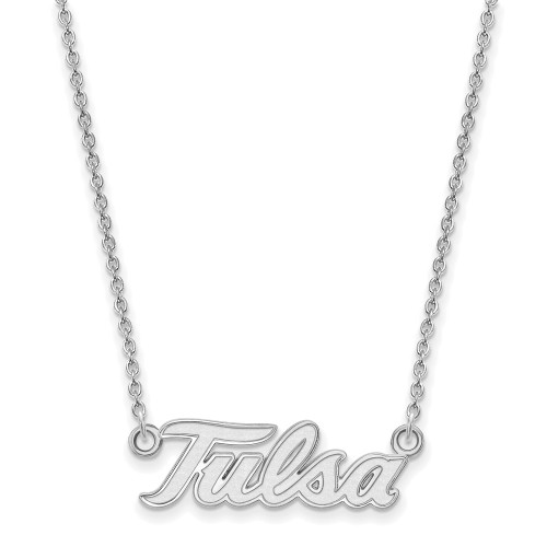 Sterling Silver Rhodium-plated LogoArt University of Tulsa T-U Large Pendant 18 inch Necklace
