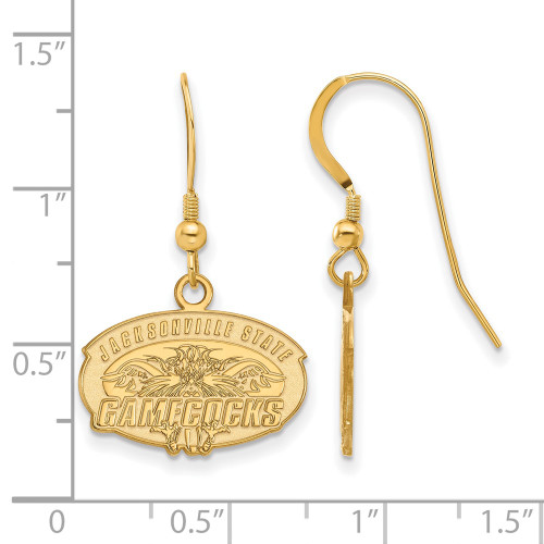 Sterling Silver Gold-plated LogoArt Jacksonville State University Small Dangle Wire Earrings