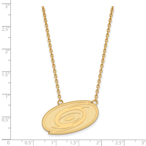 14k Yellow Gold NHL LogoArt Carolina Hurricanes Large Pendant 18 inch Necklace