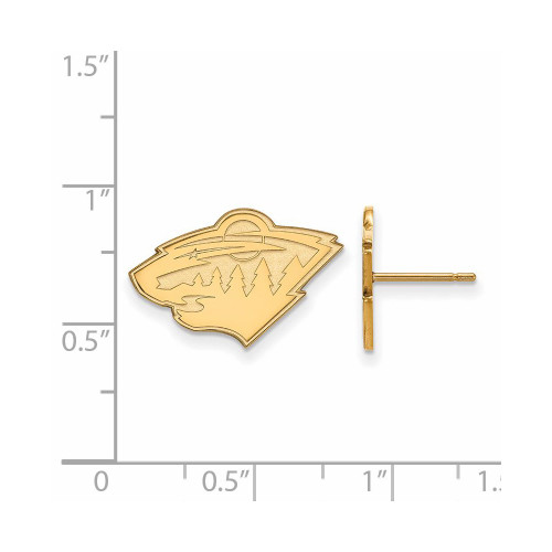 Sterling Silver Gold-plated NHL LogoArt Minnesota Wild Small Post Earrings