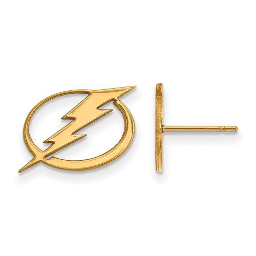 14k Yellow Gold NHL LogoArt Tampa Bay Lightning Small Post Earrings