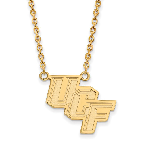 14k Yellow Gold LogoArt University of Central Florida U-C-F Large Pendant 18 inch Necklace