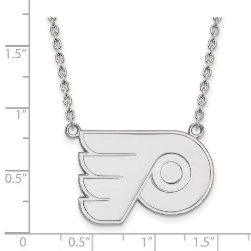 14k White Gold NHL LogoArt Philadelphia Flyers Large Pendant 18 inch Necklace