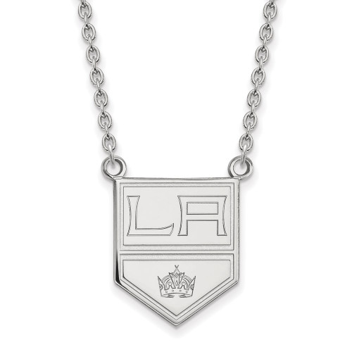 14k White Gold NHL LogoArt Los Angeles Kings Large Pendant 18 inch Necklace