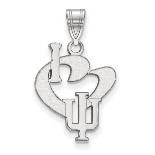 Sterling Silver Rhodium-plated LogoArt Indiana University Large I Heart I-U Pendant