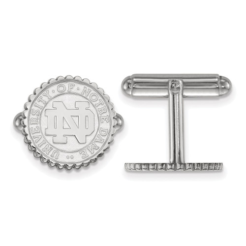Sterling Silver Rhodium-plated LogoArt University of Notre Dame Crest Cuff Links