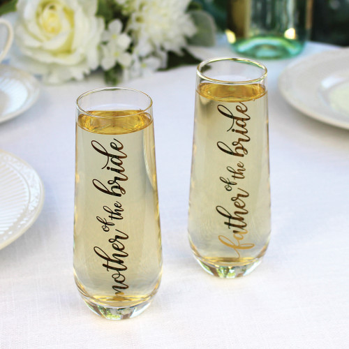 Lillian Rose MOTHER OF THE BRIDE Stemless Wedding Toasting Glass (Gifts)