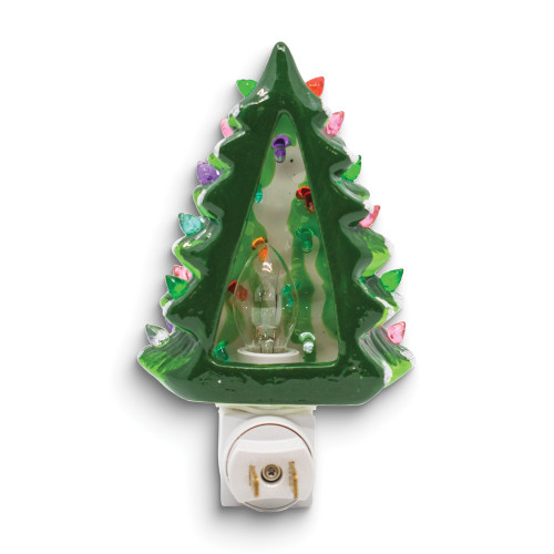 Hand-painted Ceramic Vintaged Christmas Tree with Lights Plug In Night Light GM26973 (Gifts)