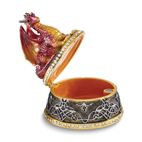 Luxury Giftware Bejeweled KAI Red Dragon Trinket Box with Matching 18 inch Necklace (Gifts)