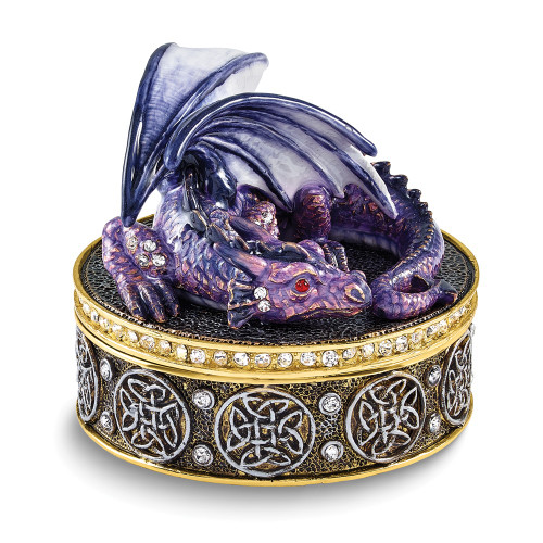 Luxury Giftware Bejeweled KAIDA Purple Dragon Trinket Box with Matching 18 inch Necklace (Gifts)
