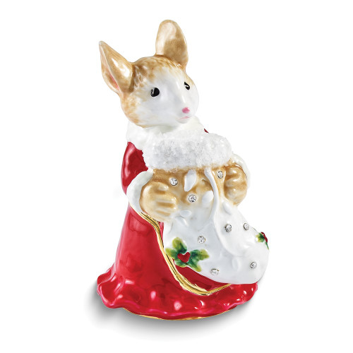 Luxury Giftware Bejeweled AMELIA Christmas Mouse Trinket Box with Matching 18 inch Necklace (Gifts)